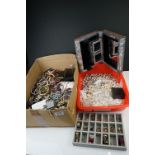 A collection of mainly contemporary costume jewellery together with a white metal jewellery box a