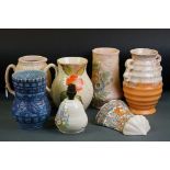 Group of early-to-mid 20th century ceramics, 7 pieces, to include a Charlotte Rhead for Crown