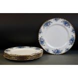 Set of Six Royal Albert ' Moonlight Rose ' pattern dinner plates, 26.5cm diameter
