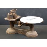 Fairburn Brothers of Maidstone Early 20th century Weighing Scales with Ceramic Disc and Four