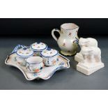Late 19th / Early 20th Century French HB Quimper part cabaret tea set with floral decoration,