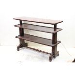 Victorian Mahogany ' Rise and Fall ' Three Tier Buffet, the double feet carved supports united by