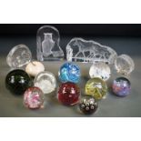 13 Glass paperweights to include 3 x Caithness (Celebration, Carnival, etc), Langham Glass House