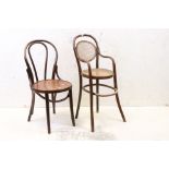 Bentwood Bistro Chair together with a Bentwood Child's High Chair with bergere back and seat
