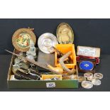 Box of mixed collectables to include a cased Elizabeth II Imperial Service Medal, named to Dorothy