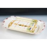 Late 19th / Early 20th Century Sarreguemines Majolica Ceramic Asparagus Platter, of rectangular