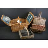 1970s / 80s Brexton wicker picnic hamper with contents for four people (knives, forks, teaspoons,