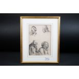 Jean Jacques De Boissieu (French 1736-1810) Pen and Ink Drawing of four Characters portraits