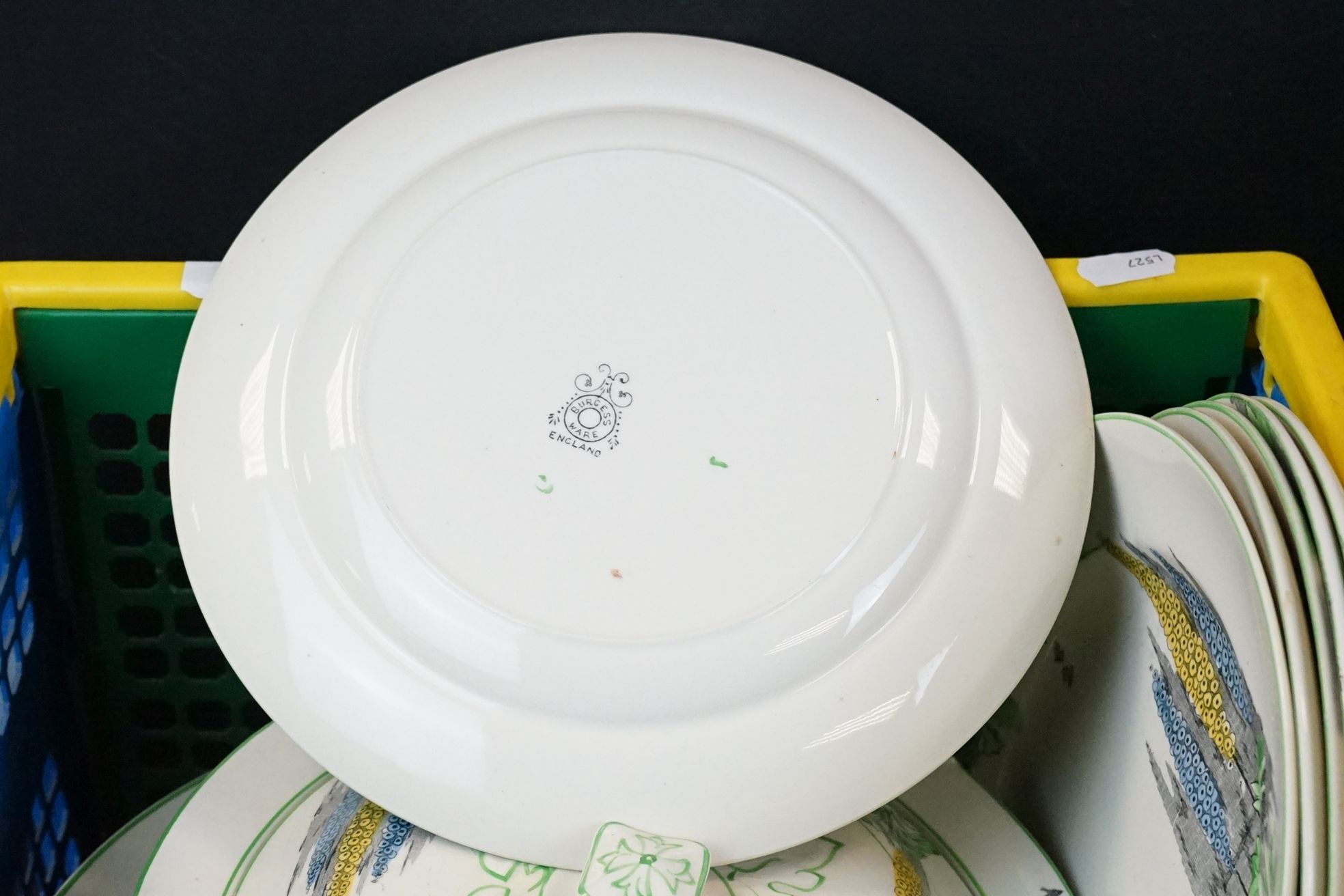 Burgess Ware Art Deco dinner ware with foliate decoration on an off-white ground, comprising 5 - Image 8 of 9