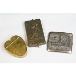 A small group of collectables to include a cigarette case, snuff box and a pocket folding brush.