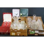 Collection of 20th century cut and moulded glassware & crystal, to include a cased set of four