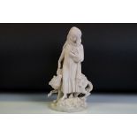 19th Century Copeland Parian ware figure of Little Red Riding Hood, modelled carrying a basket, next