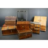 Antique and vintage boxes & woodenware, 10 items, to include a Victorian Coromandel vanity box, 27cm