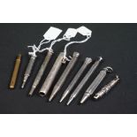 A collection of antique and vintage miniature propelling pencils to include sterling silver.