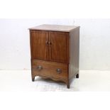 George III style Mahogany Washstand with two cupboard doors and deep drawer below, raised on swept