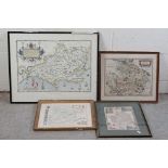 Antique Hand Coloured Map of Bremen and Hamburg, 35.5cm x 27cm together with Reproduction Saxton's
