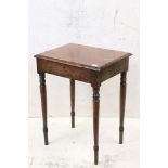 19th century Mahogany Small Table / Desk with hinged lid opening to a storage space, raised on