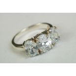 Silver three stone CZ dress ring