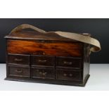 Late 19th / Early 20th century Rosewood Artist's Box, the hinged lid opening to a storage area