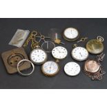 Collection of pocket watches to include silver examples, pocket watch keys & Albert chains