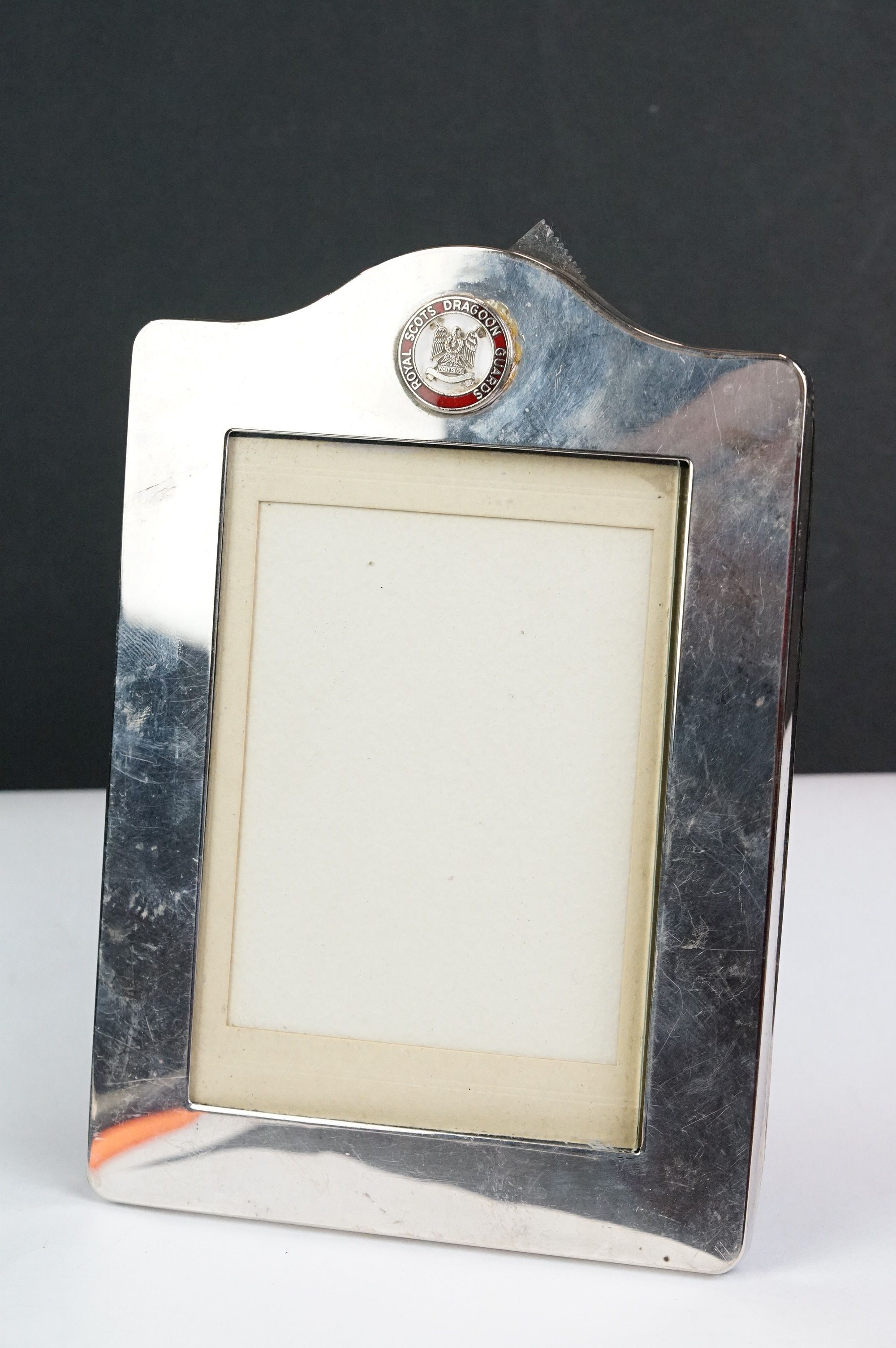 White metal Royal Scots Dragoon Guards easel backed photograph frame, together with a silver... - Image 6 of 8