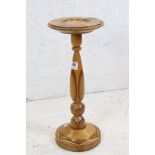 Early 20th century Specimen Wood Stand, the circular top etched with the names of the different