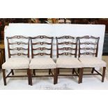 Set of Four Ladder Back Dining Chairs with stuff over seats