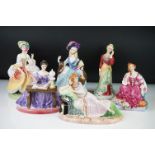 Six Peggy Davies ' The Illustrious Ladies of the Stage ' Ceramic Figurines including Ellen Terry,