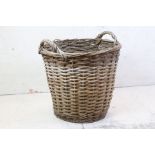 Large Wicker Log Basket with two handles, 54cm diameter x 55cm high