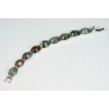 Silver and agate cabochon bracelet