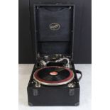 An early 20th century Edison Bell Electron portable wind up record player.