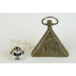 A masonic pocket watch together with a masonic silver ball pendant and necklace.
