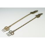 Two Brass ' Punch ' and ' Judy ' Toasting Forks, 51cm long