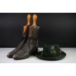 Bavarian Green Felt Hat marked to interior Golimbeck Trachtenhaus pinned with ten Bavarian