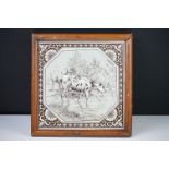 William Wise for Minton, Tile of cattle by a stream, framed, 15cm x 15cm