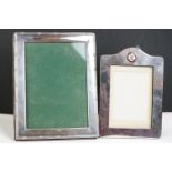 White metal Royal Scots Dragoon Guards easel backed photograph frame, together with a silver...