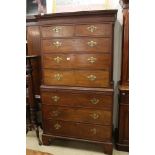 George III Mahogany Chest on Chest, the upper section with chamfered reeded corners having two short