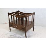 Mahogany Four Section Canterbury / Magazine Rack in the George III manner, with single drawer,