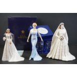 Three Royalty Figurines including Boxed Royal Worcester ' Her Majesty Queen Elizabeth II & H.R.H The