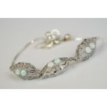 Silver, CZ & opal bracelet in the Art Deco style