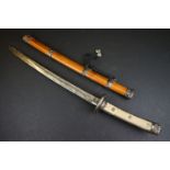 A contemporary reproduction Japanese Katana short sword.