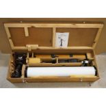 Equatorial Astronomical Reflector Telescope fitted in it's original wooden case, with instructions
