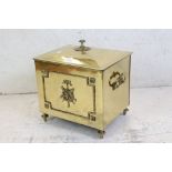 Brass Rectangular Coal / Log Box with metal liner, 42cm wide x 50cm high