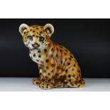 Mid century Retro Large Fireside Ceramic Model of a Seated Cheetah Cub, 38cm high