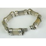 Substantial silver and agate line bracelet