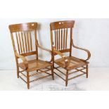 Pair of Mid century ' Silleria Malinche Monterrey ' Chairs with bentwood arms and cane seats,