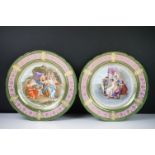 Pair of Vienna Cabinet Plates, both decorated with classical figural scenes after Angelica Koffmann,