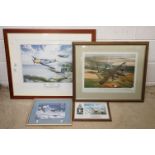 Three Geoff Nutkins Military Aircraft Signed Colour Prints - ' Clifftop Chase ' limited edition