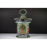 Early Gouda Pottery Archipel Hanging Lantern with conical top and loop handle decorated in