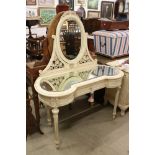 Kidney shaped Dressing Table in the Victorian style with distressed cream finish and mirrored top